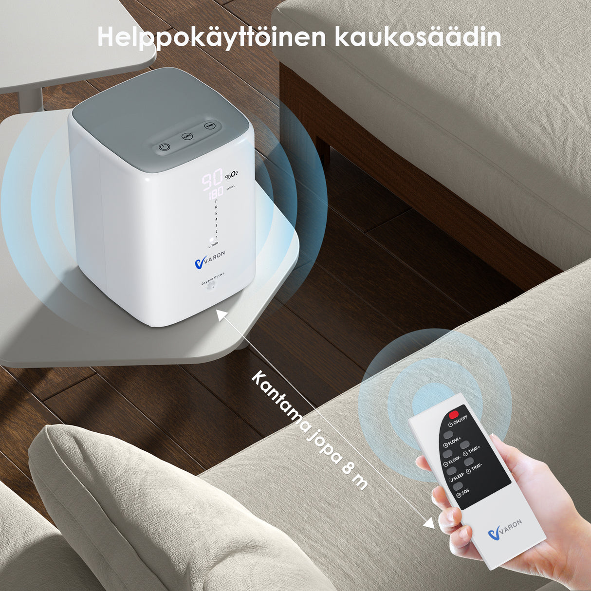 VARON VH-3 | Vakaa ja hiljainen happirikastin 1–7 L/min – Täydellinen kotihoitoon