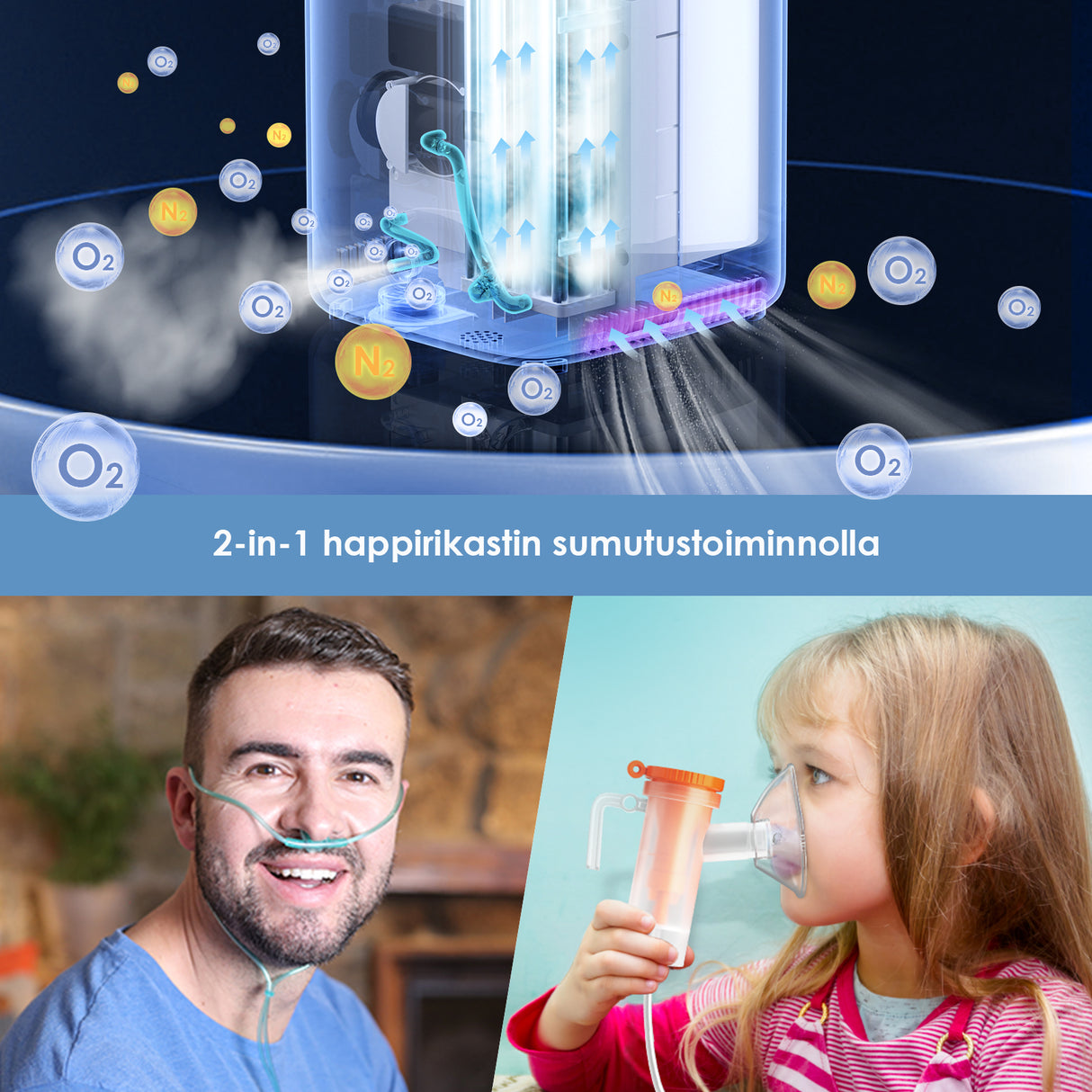 VARON VH-3 | Vakaa ja hiljainen happirikastin 1–7 L/min – Täydellinen kotihoitoon