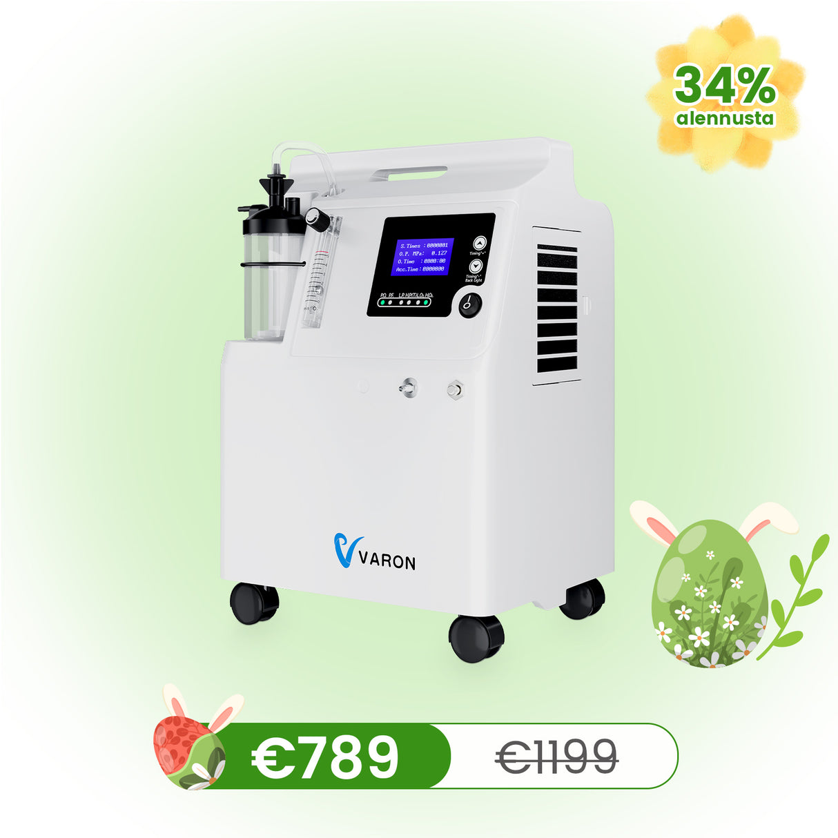 VARON Hemmakoncentrator Serene 5 | 72 timmars användning FDA- och CE-godkänd