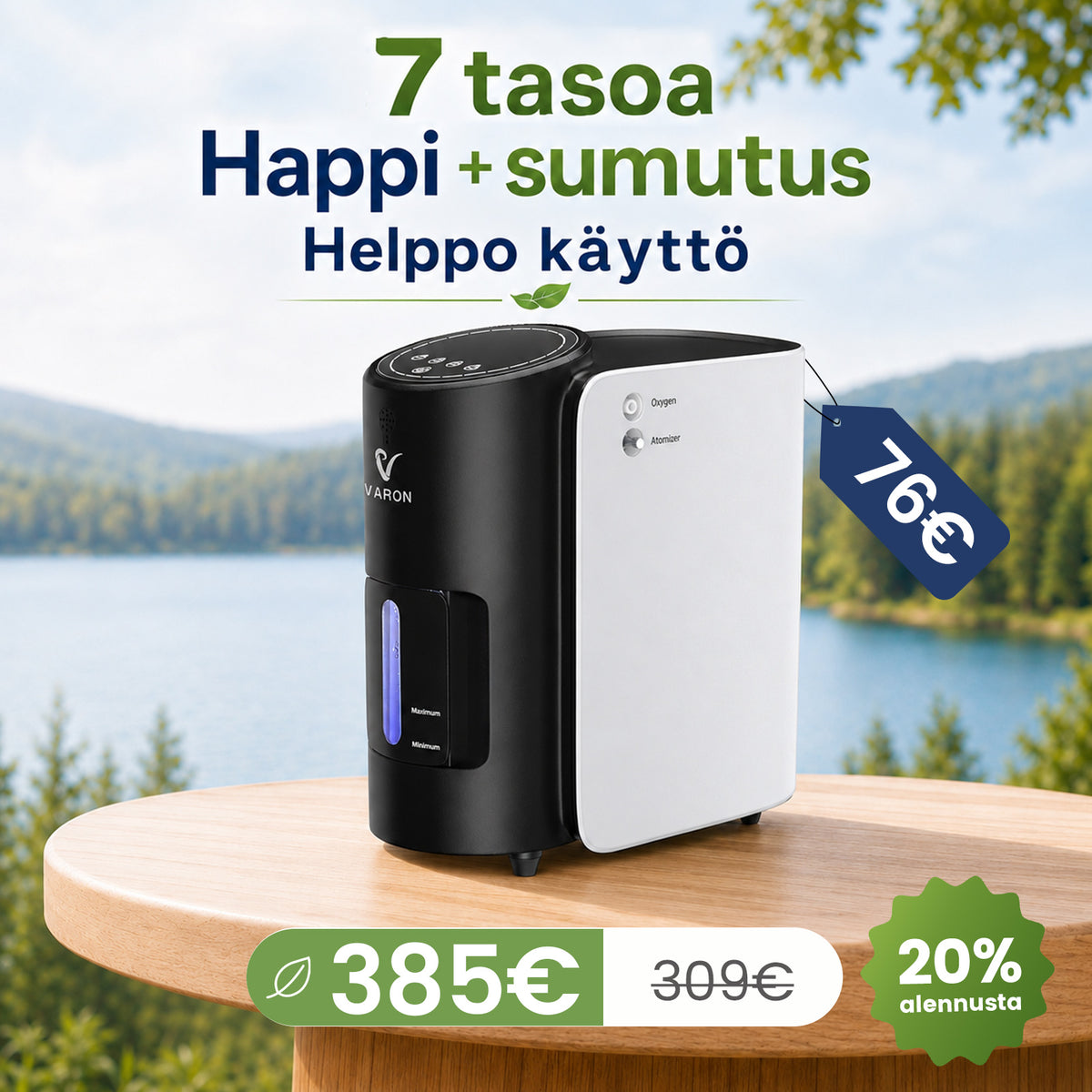 VARON VH-1 | Kotihappirikastin 1–7 L/min – Luotettava ja edullinen ratkaisu päivittäiseen hoitoon
