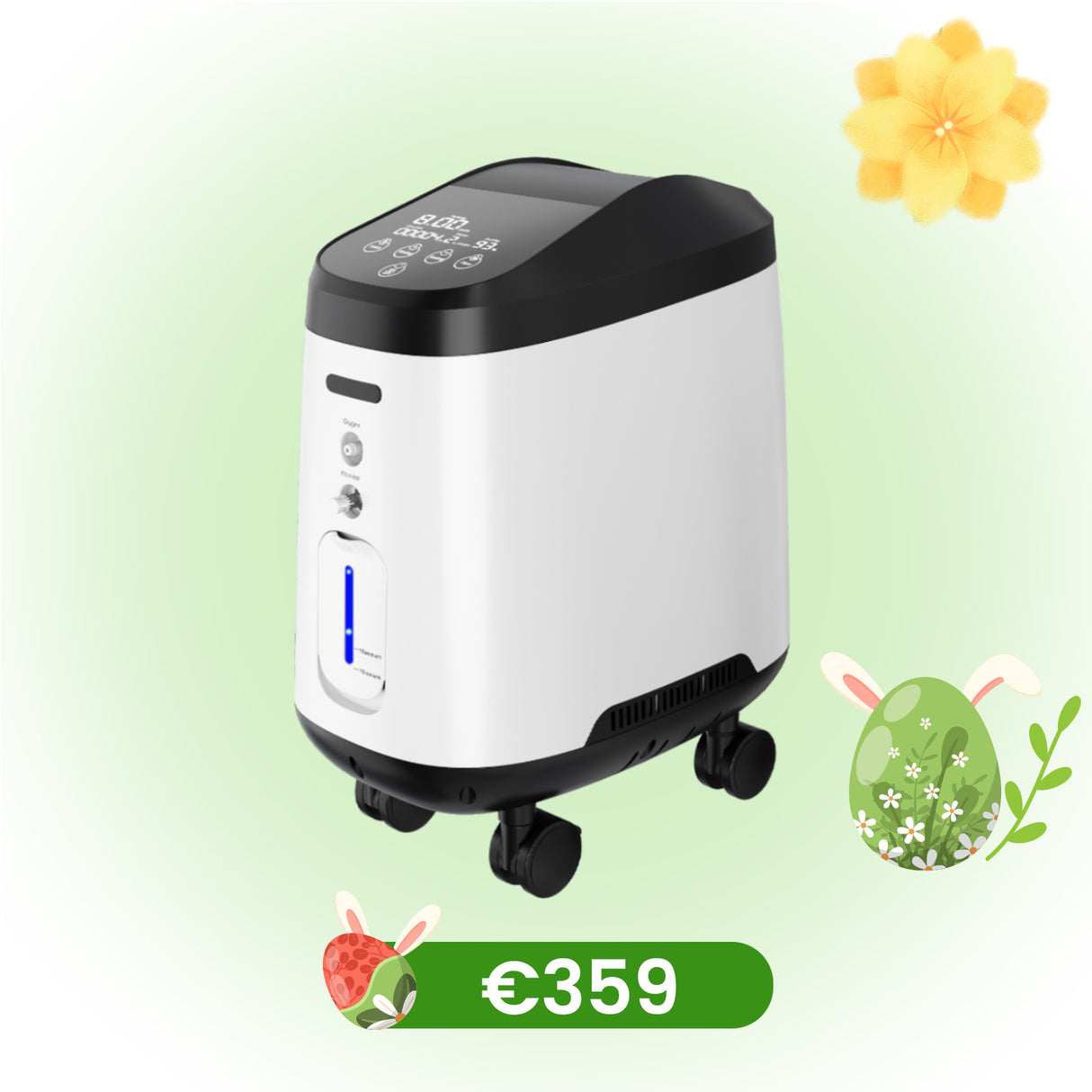 VARON kotikäyttöinen happikonsentraattori VH-2 pro | 1–9 l/min säädettävä, 24 tunnin käyttö, CE-hyväksytty