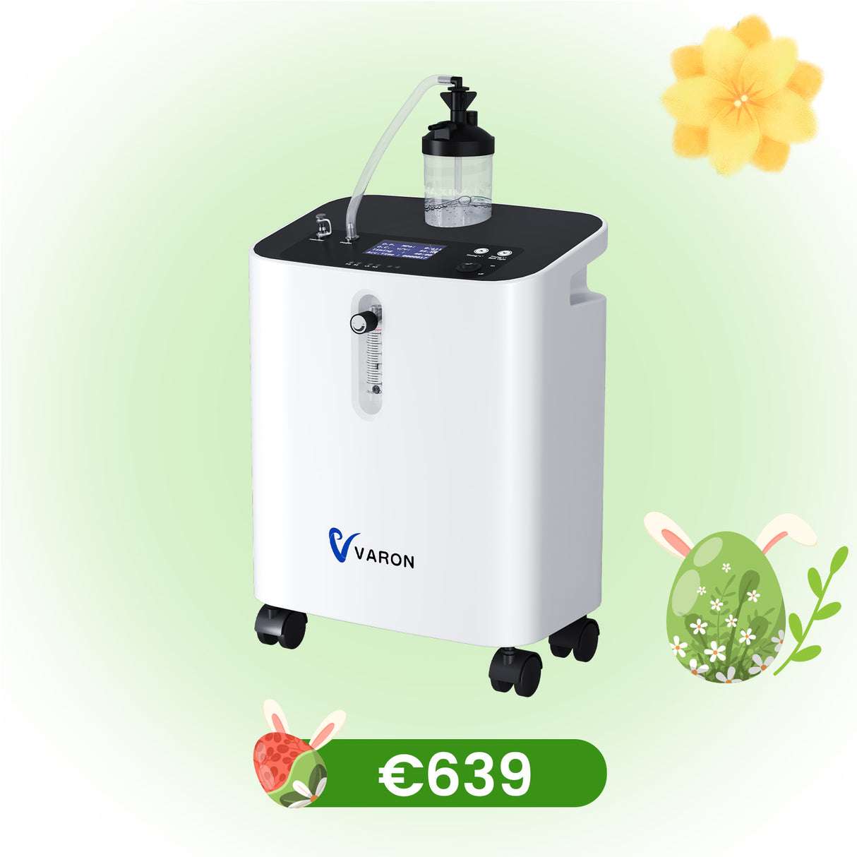 VARON syrgaskoncentrator för hemmabruk VH-3 pro | 1–10 l/min bekväm behandling, CE-godkänd