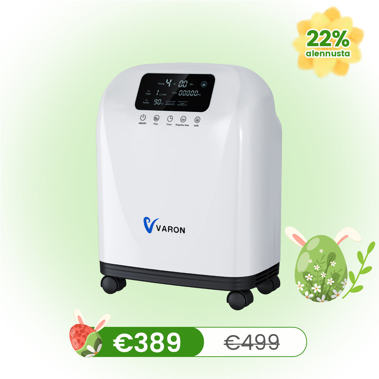 VARON syrgaskoncentrator för hemmabruk VH-3 | 1–7 l/min bekväm behandling, CE-godkänd