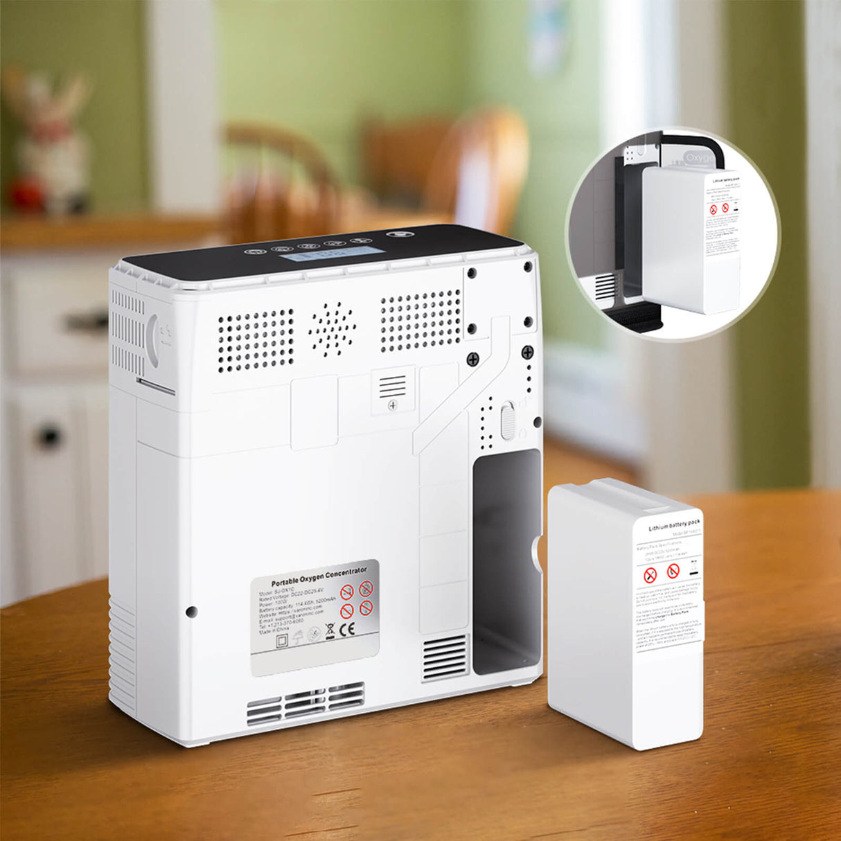 VARON VP-6 jatkuvatoiminen kannettava happikonsentraattori | 1–6 l/min virtaus, CE-hyväksytty