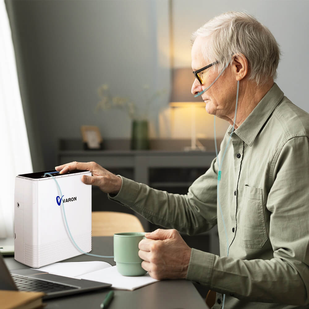 VARON VP-6 jatkuvatoiminen kannettava happikonsentraattori | 1–6 l/min virtaus, CE-hyväksytty