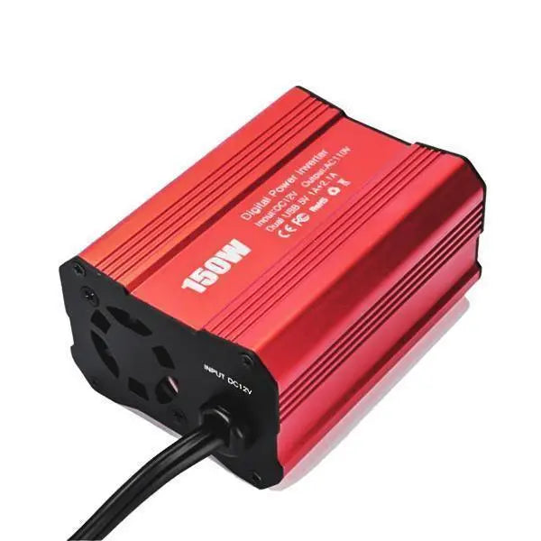 150 W:n auton invertteri, kaksi USB 3.1 A -liitäntää, 12 V – 110 V/220 V -muunnin