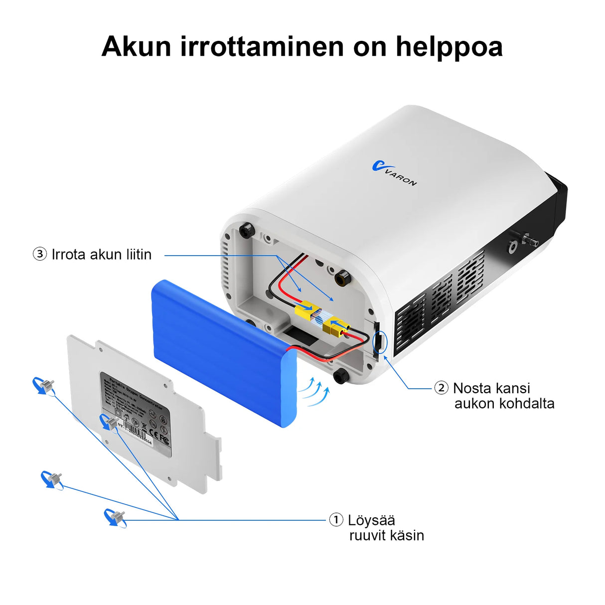 VARON kannettava happirikastin VP-1 | 24 tunnin käyttö, CE-hyväksytty