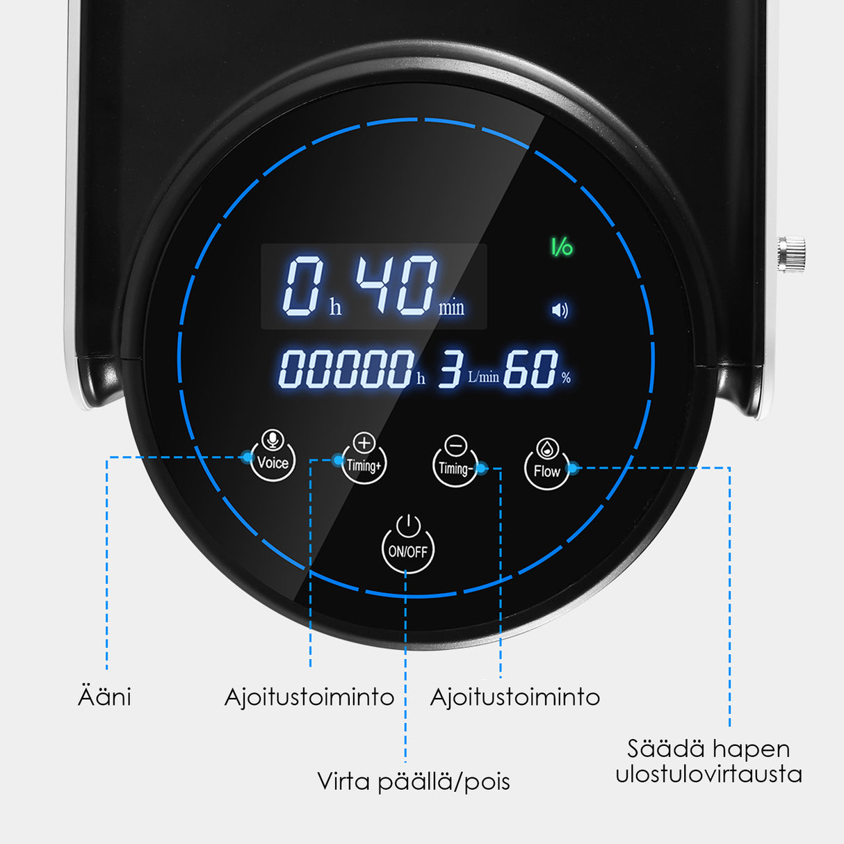 VARON VH-1 kotikäyttöinen happikonsentraattori | 1–7 l/min, Vital Senior Health, CE-hyväksytty