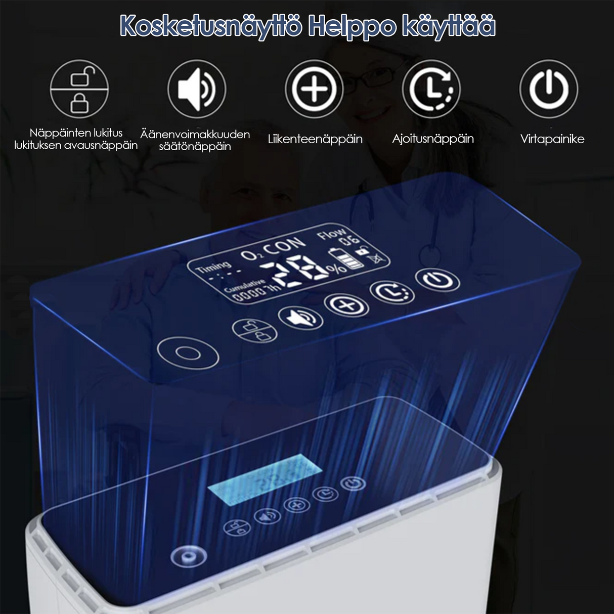 VARON bärbar syrgaskoncentrator VP-6 | 1–6 l/min flöde, CE-godkänd