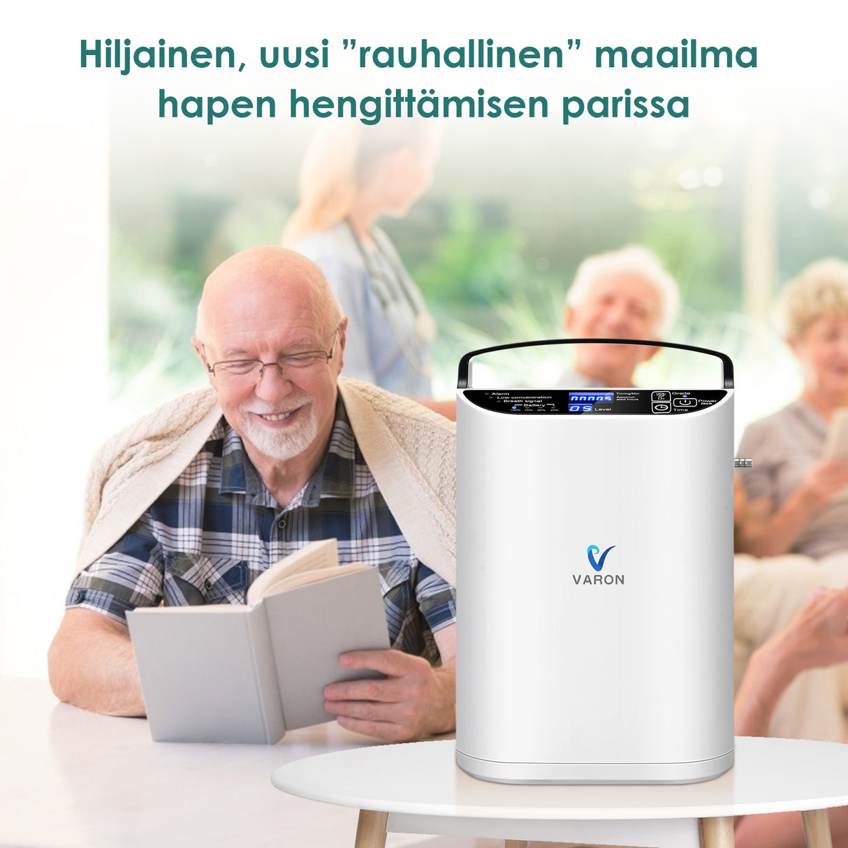 VARON VP-1 Pulse kannettava happikonsentraattori | 24 tunnin käyttö, CE-hyväksytty
