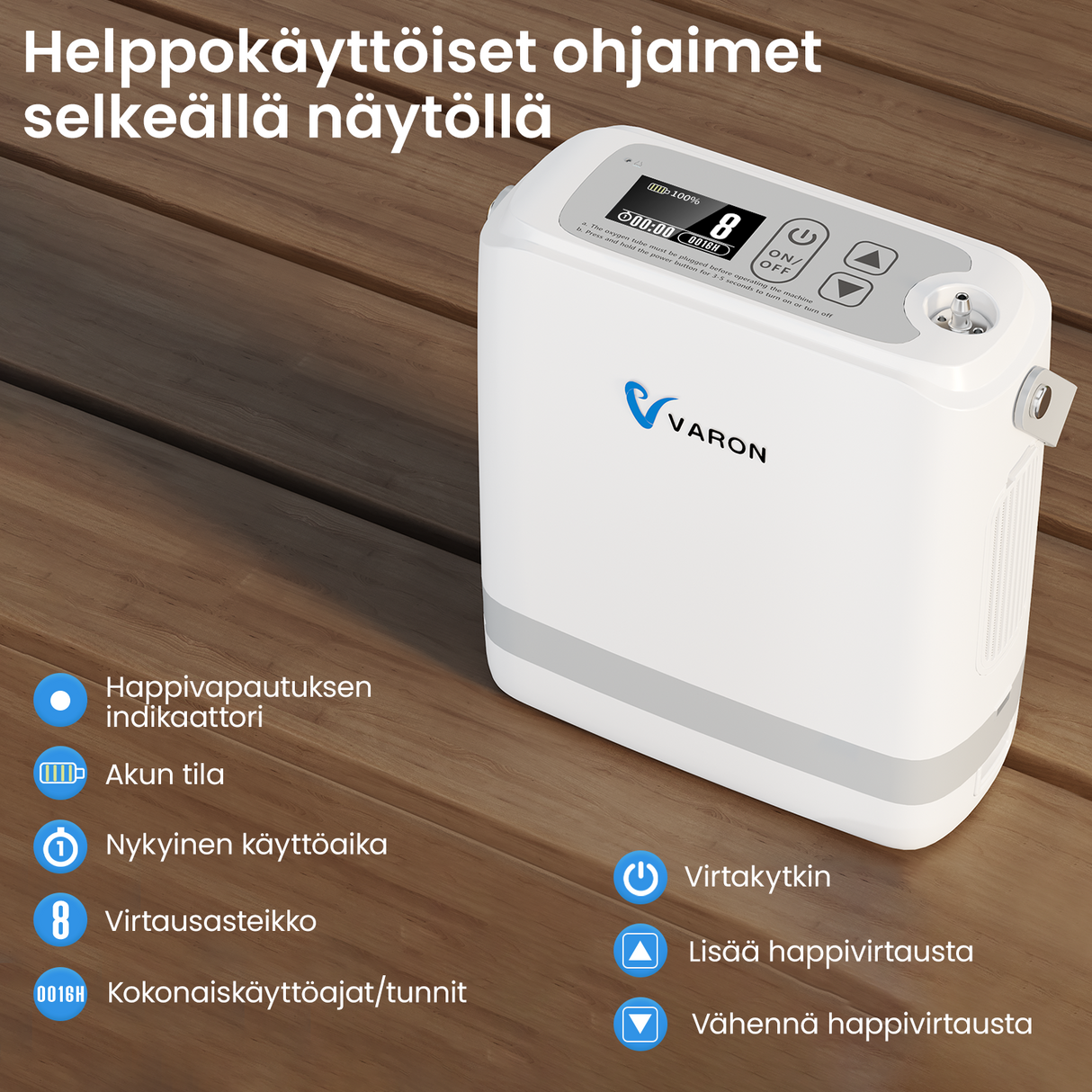 Förbeställ: Ny VARON bärbar syrgaskoncentrator VP-8G (nivåer 1–8)