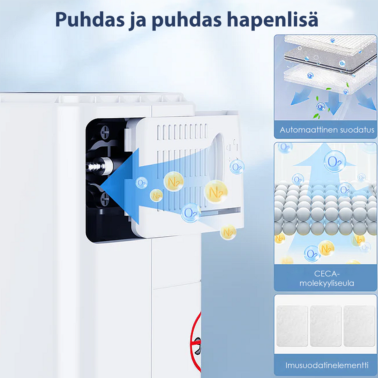VARON VP-6 jatkuvatoiminen kannettava happikonsentraattori | 1–6 l/min virtaus, CE-hyväksytty