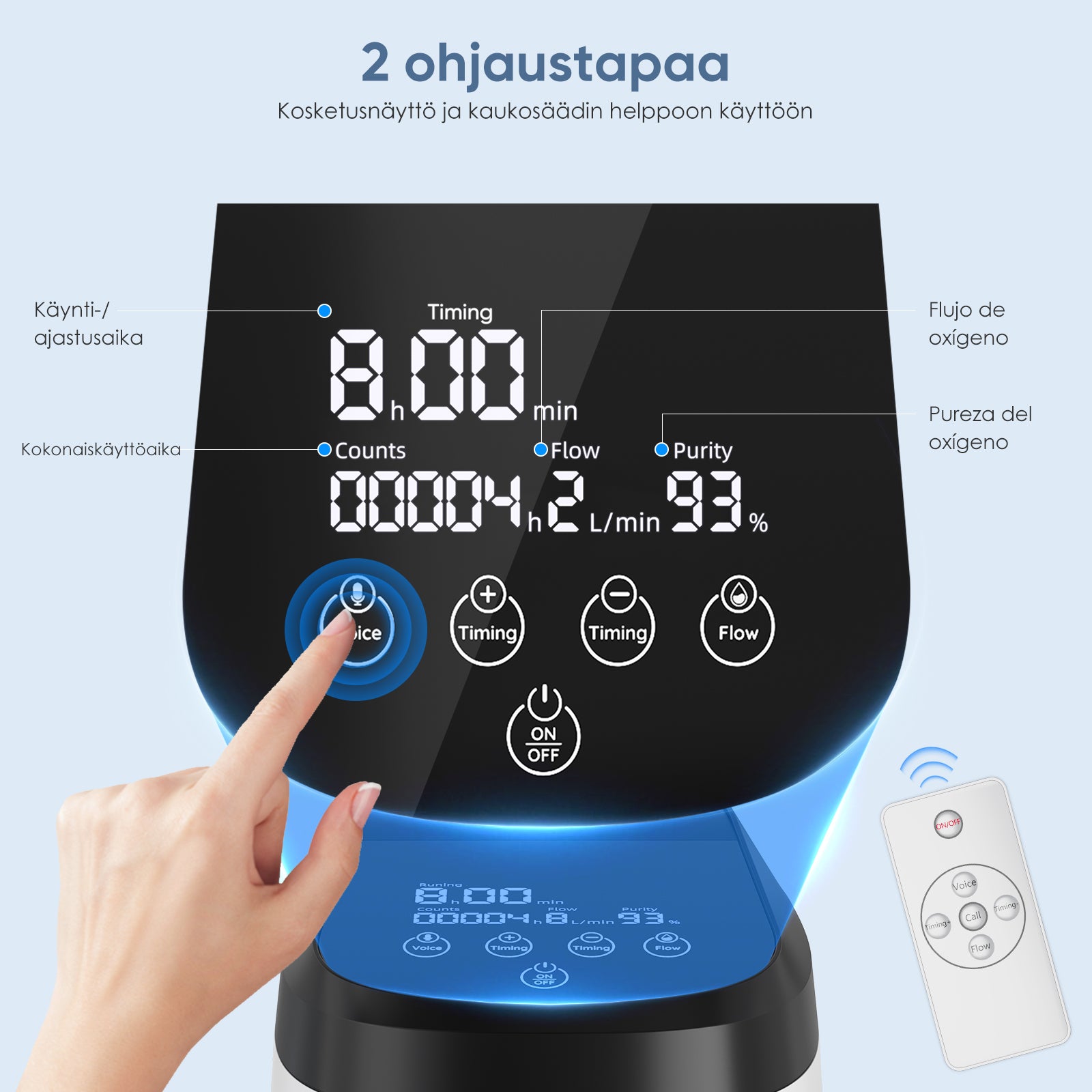 VARON syrgaskoncentrator för hemmabruk VH-2 pro | justerbar 1–9 l/min, 24-timmars drift, CE-godkänd