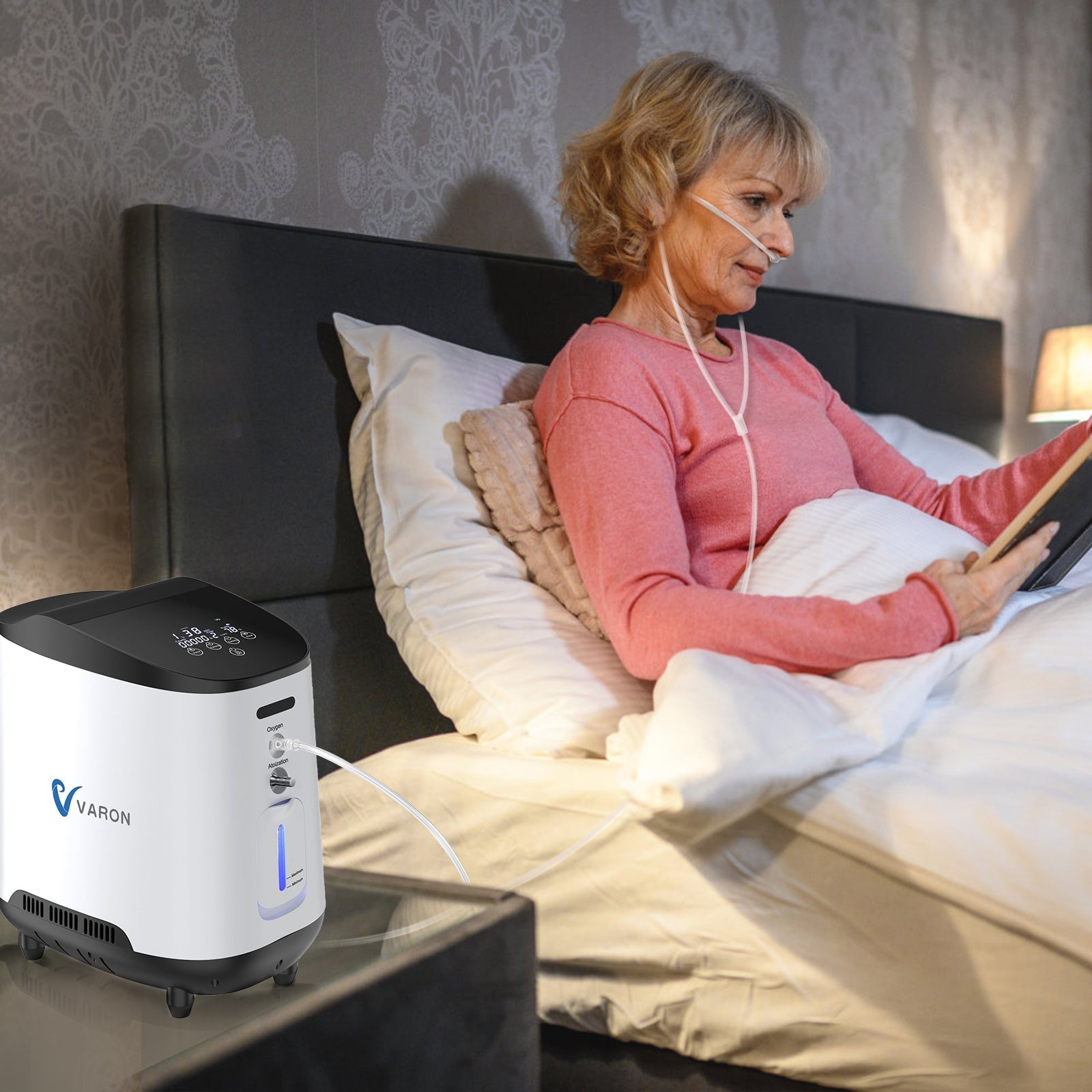 VARON syrgaskoncentrator för hemmabruk VH-2 | justerbar 1–7 l/min, 24-timmars drift, CE-godkänd