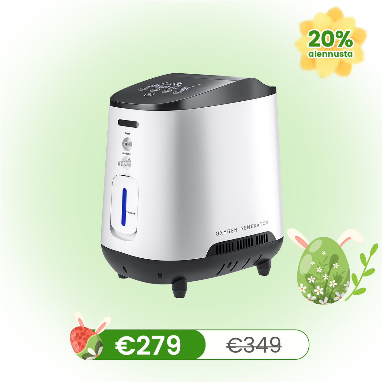 VARON syrgaskoncentrator för hemmabruk VH-2 | justerbar 1–7 l/min, 24-timmars drift, CE-godkänd