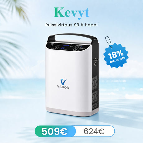 VARON VP-1 | Kevyt kannettava happirikastin – Jopa 24 h akunkesto päivittäiseen liikkumiseen