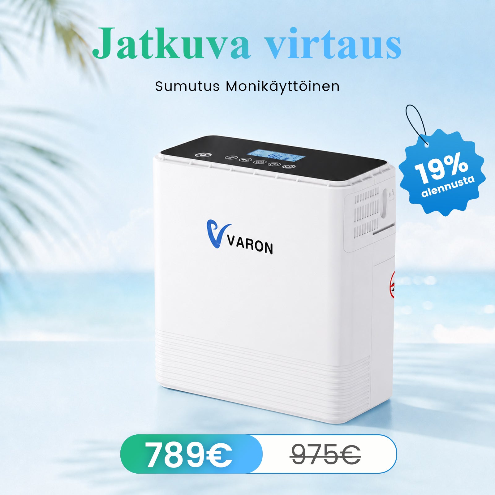 VARON bärbar syrgaskoncentrator VP-6 | 1–6 l/min flöde, CE-godkänd