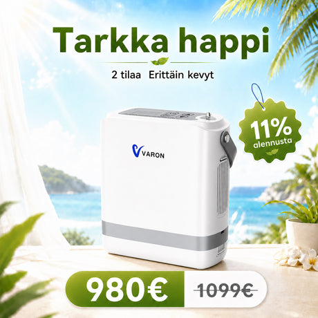 VARON VP-8G | Kannettava happirikastin 1–8 pulssivirtauksella – Kevyt matkakumppani