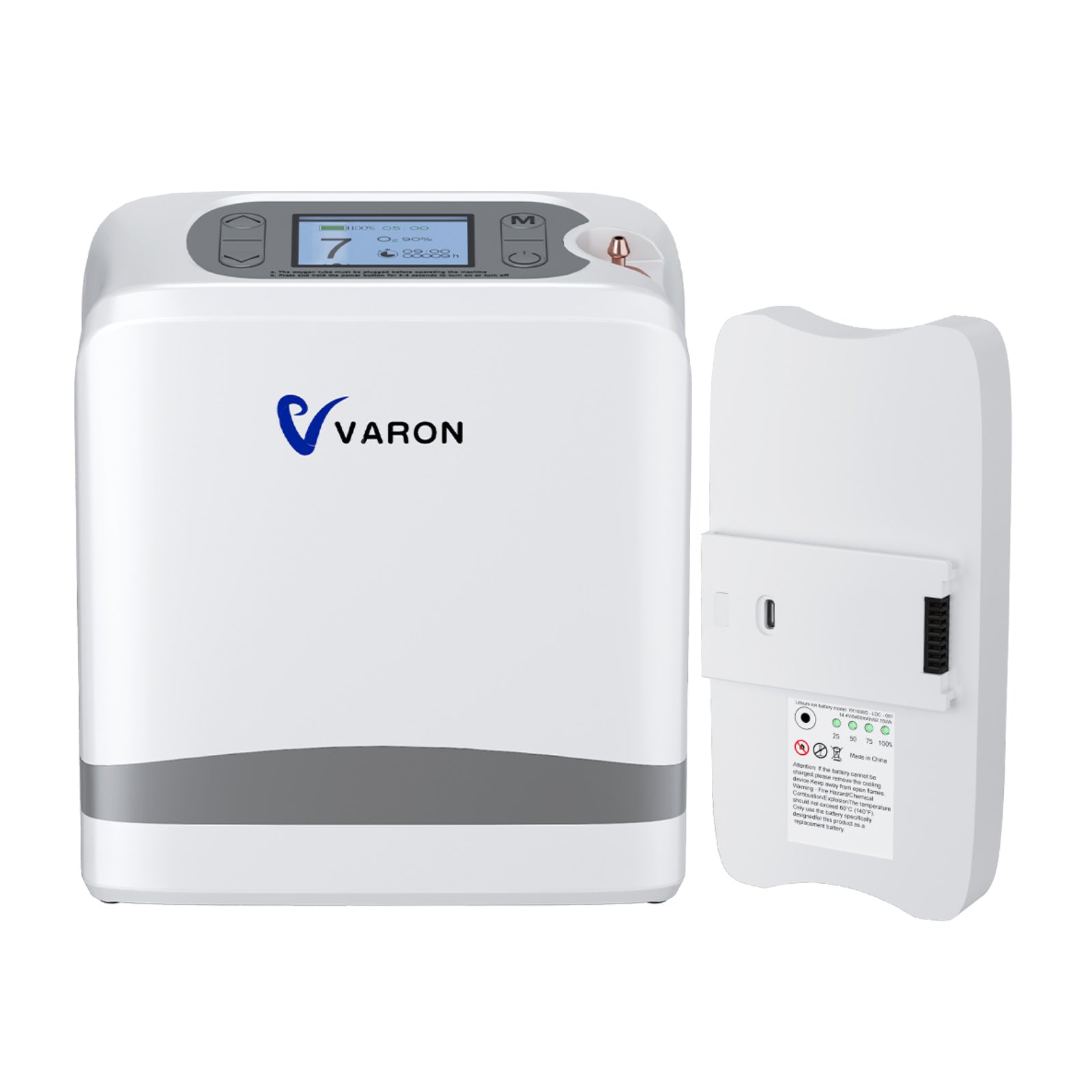 VARON VP-8 Lite kannettava happirikastin – 2 kg, pulssihappi 1–7 tasoa, kotiin ja matkalle