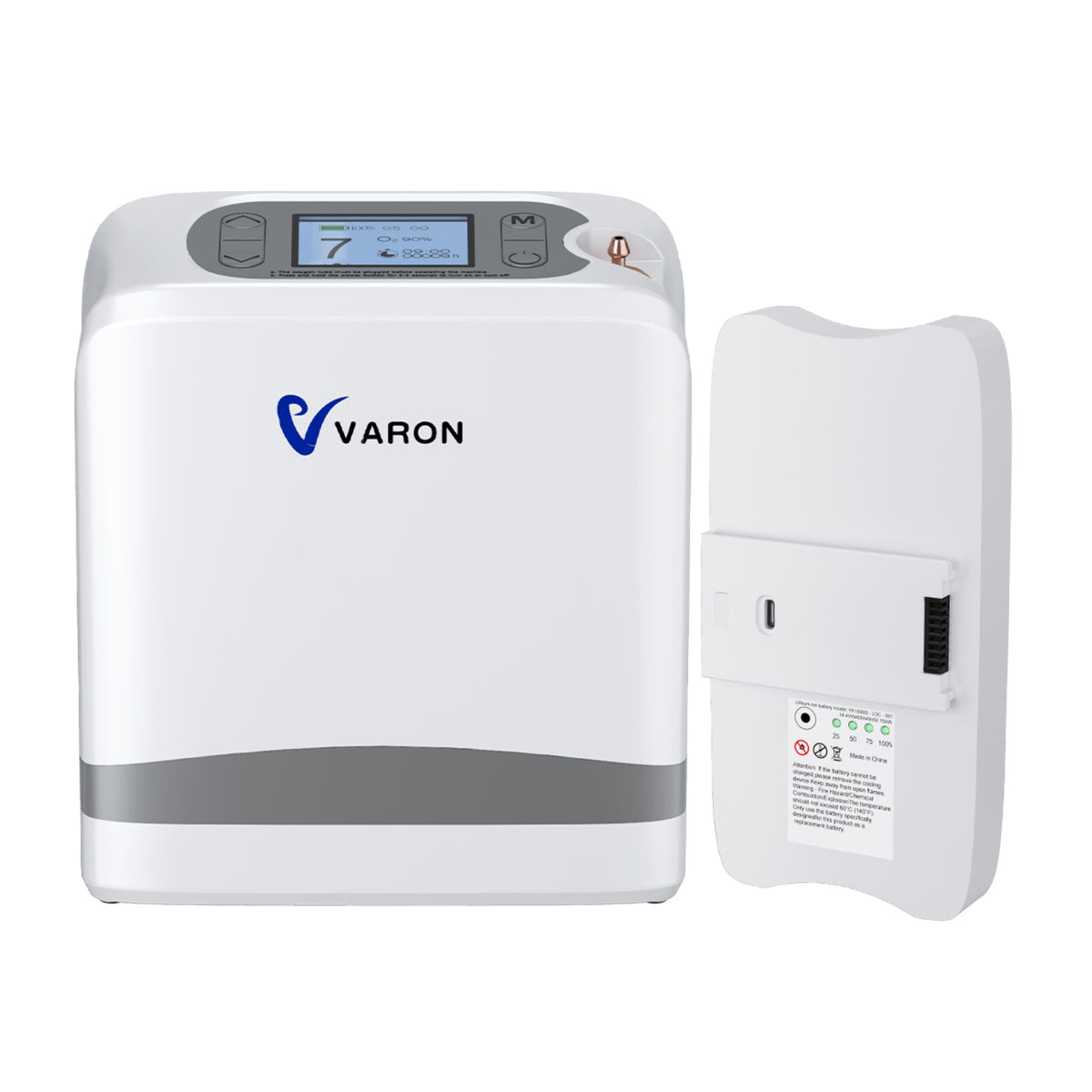 VARON VP-8 Lite kannettava happirikastin – 2 kg, pulssihappi 1–7 tasoa, kotiin ja matkalle