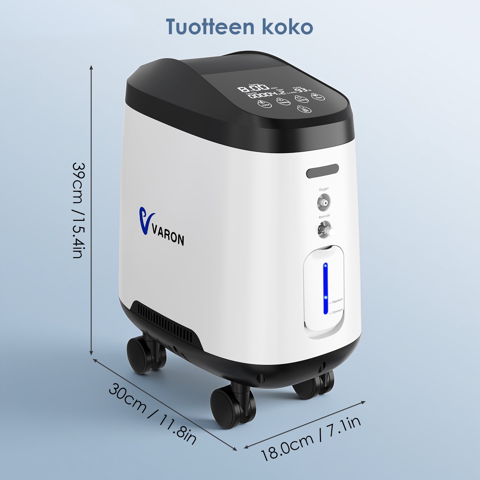VARON syrgaskoncentrator för hemmabruk VH-2 pro | justerbar 1–9 l/min, 24-timmars drift, CE-godkänd