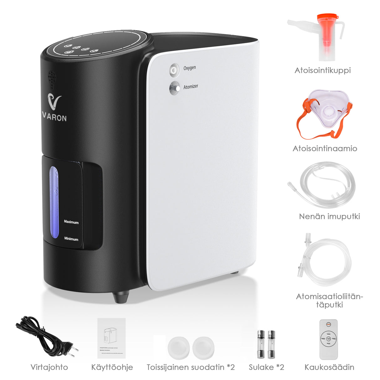 VARON VH-1 kotikäyttöinen happikonsentraattori | 1–7 l/min, Vital Senior Health, CE-hyväksytty