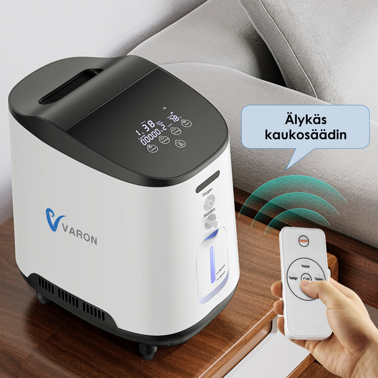 VARON VH-2 kotikäyttöinen happikonsentraattori | 1–7 l/min säädettävä, 24 tunnin käyttö, CE-hyväksytty