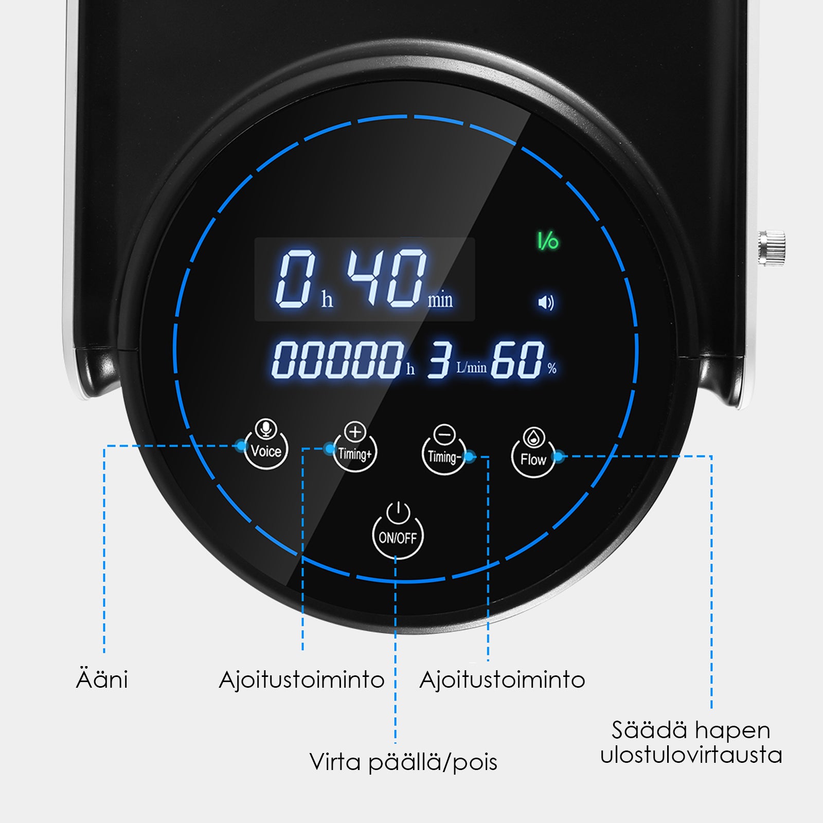 VARON VH-1 syrgaskoncentrator för hemmabruk | 1–7 l/min, Vital Senior Health, CE-godkänd