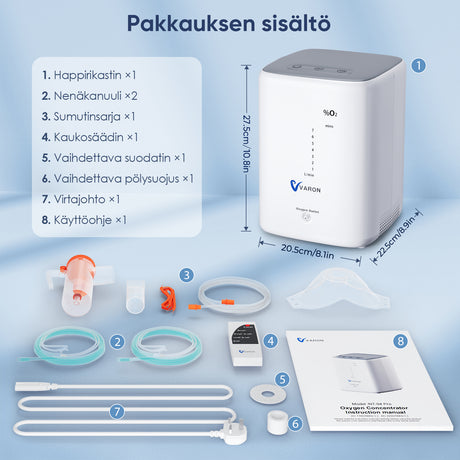 VARON VH-3 – Vakaa ja hiljainen happirikastin 1–7 L/min – Täydellinen kotihoitoon