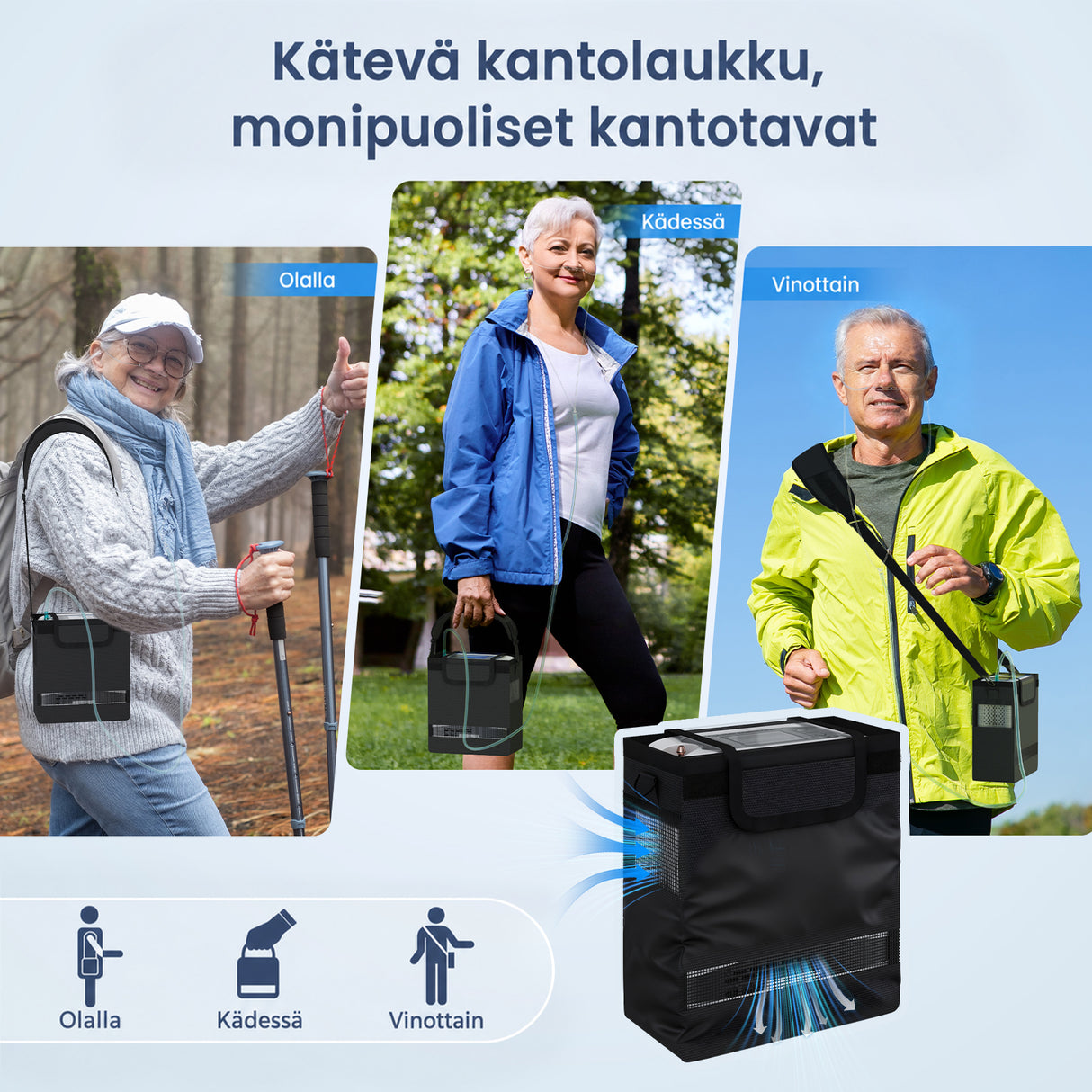 VARON VP-8 Lite kannettava happirikastin – 2 kg, pulssihappi 1–7 tasoa, kotiin ja matkalle
