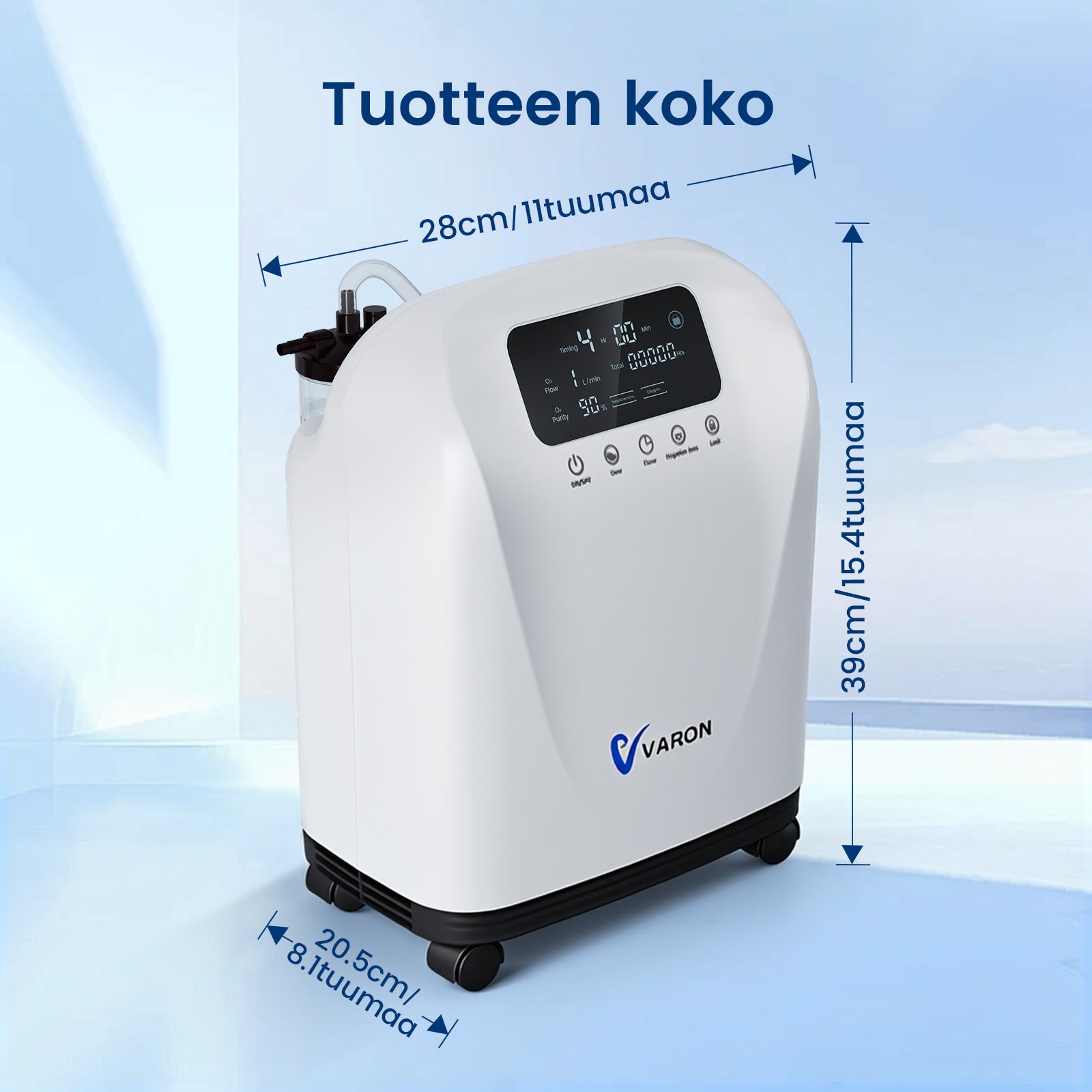 VARON syrgaskoncentrator för hemmabruk VH-3 | 1–7 l/min bekväm behandling, CE-godkänd