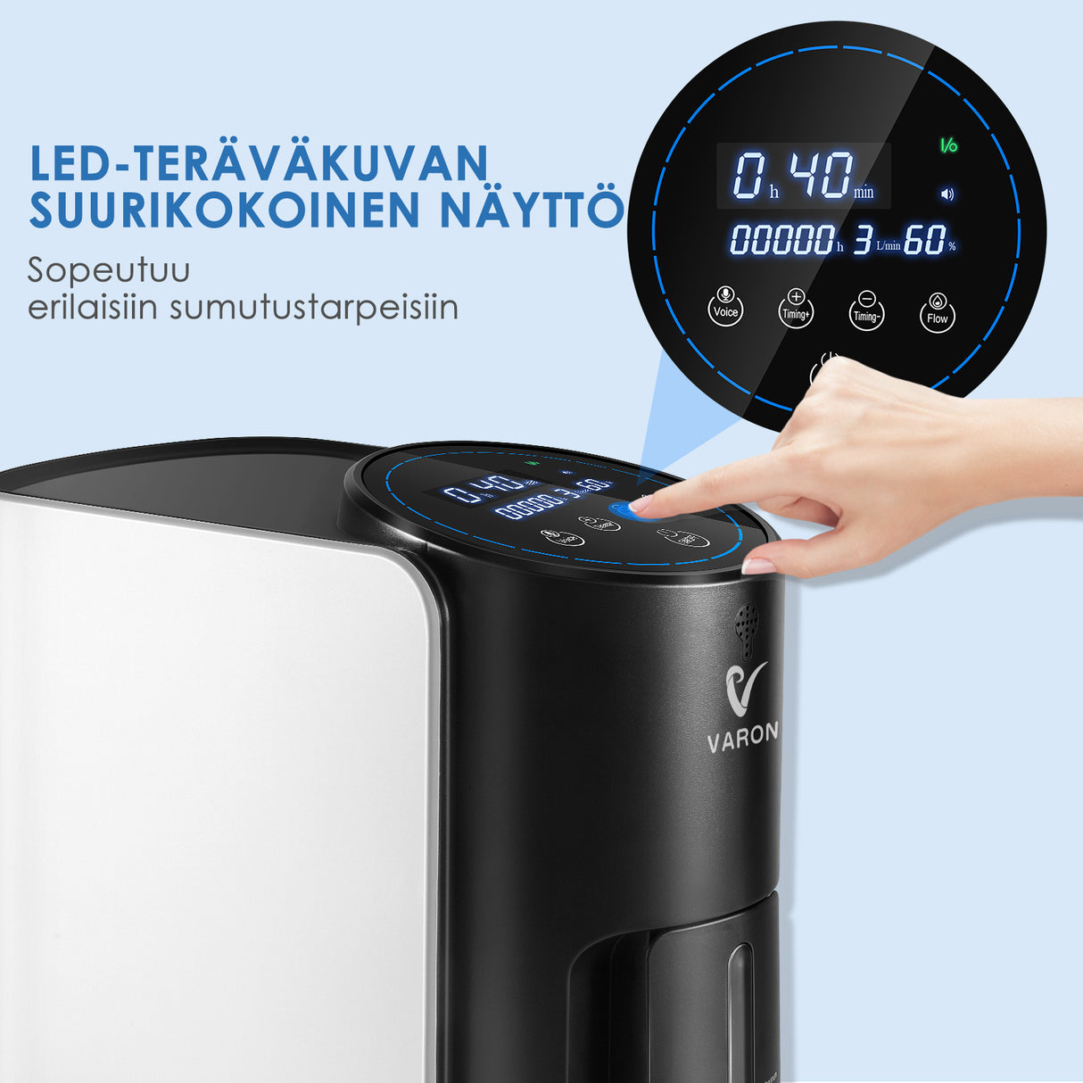 VARON VH-1 kotikäyttöinen happikonsentraattori | 1–7 l/min, Vital Senior Health, CE-hyväksytty
