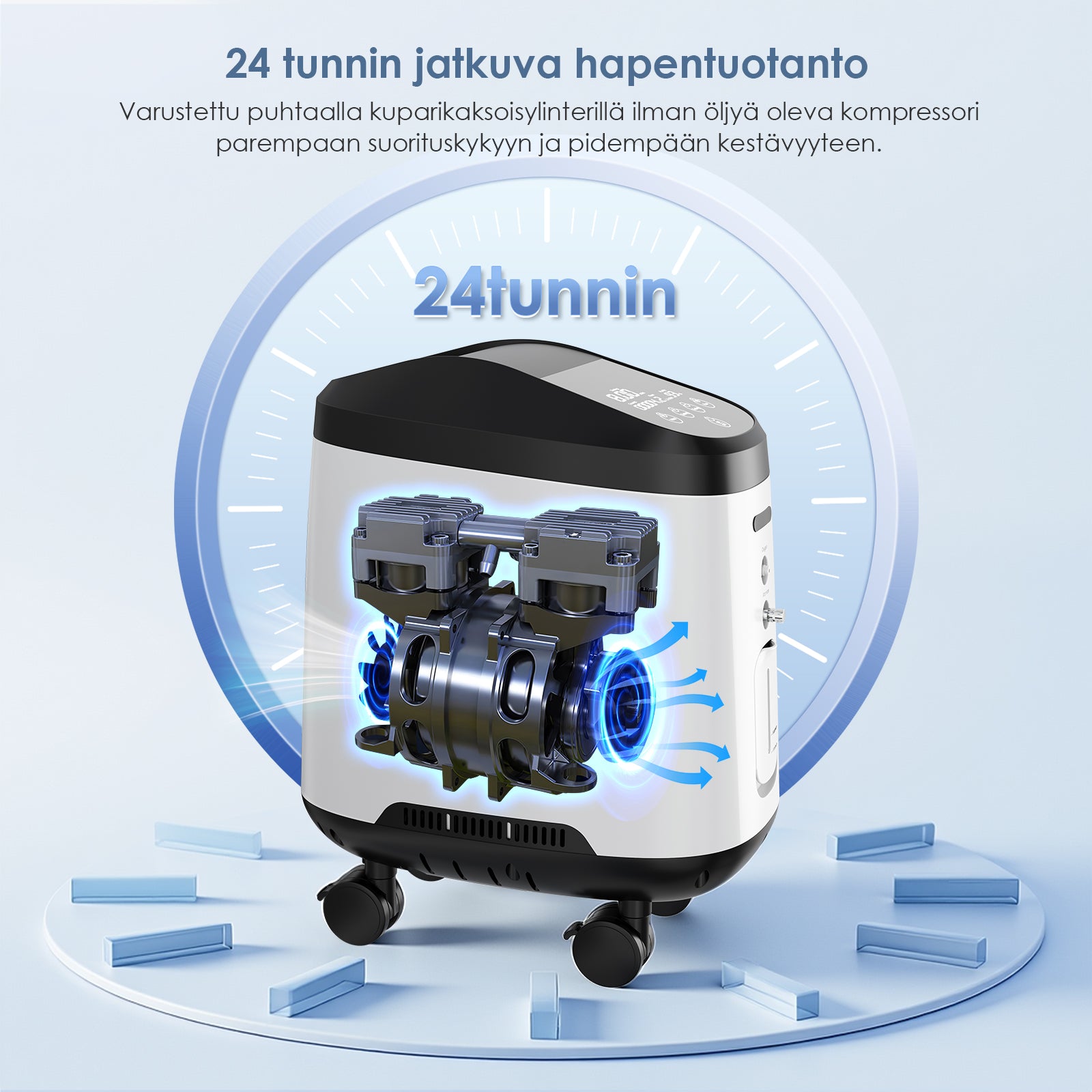 VARON syrgaskoncentrator för hemmabruk VH-2 pro | justerbar 1–9 l/min, 24-timmars drift, CE-godkänd