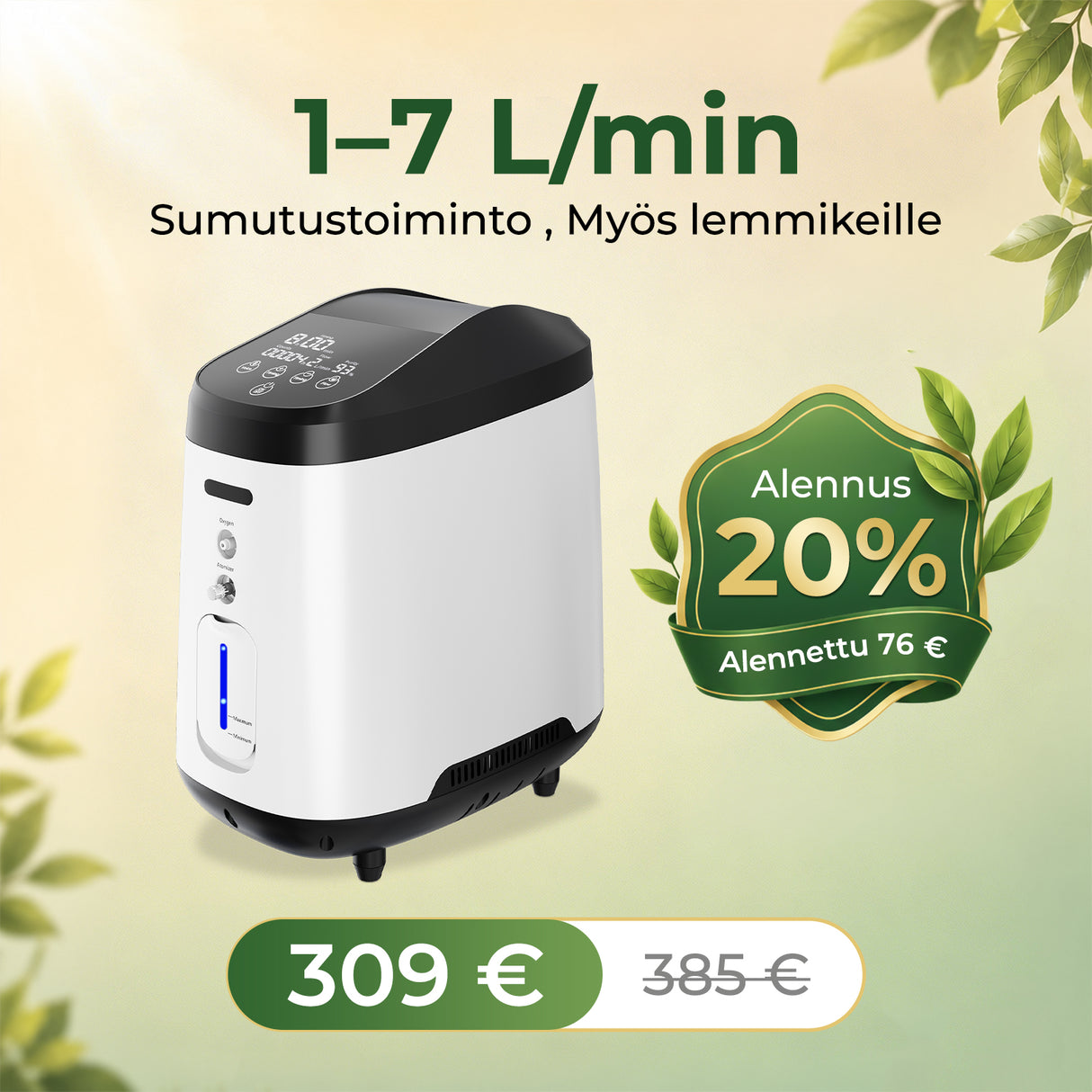 VARON home oxygen concentrator VH-2 | 1–7 l/min adjustable, 24-hour operation, CE approved