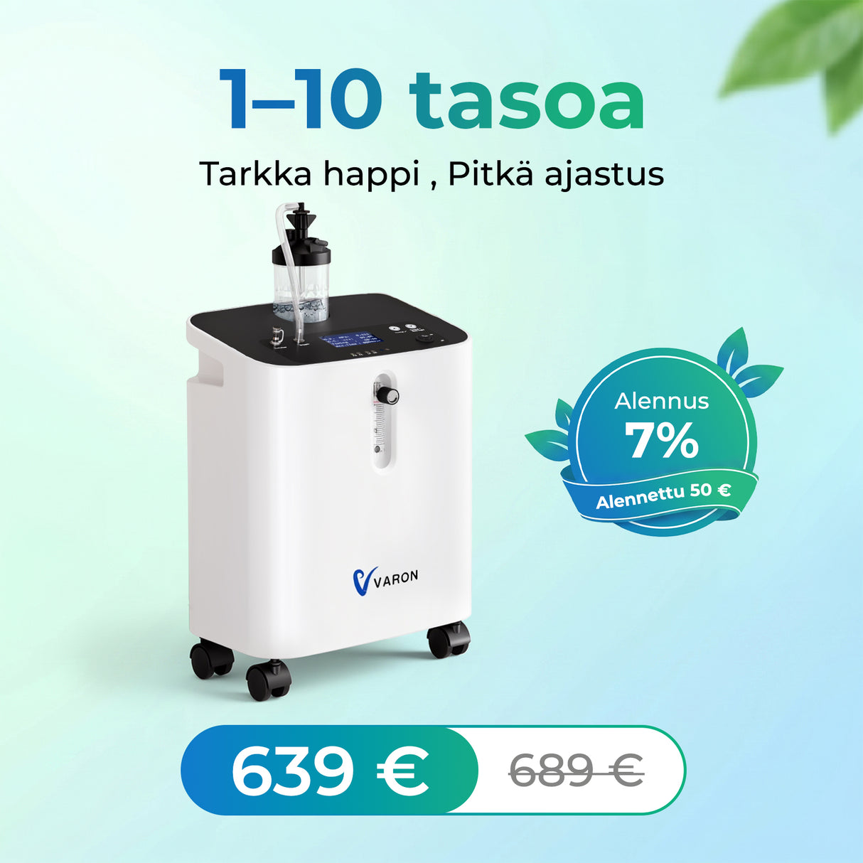 VARON home oxygen concentrator VH-3 pro | 1–10 l/min comfortable treatment, CE approved