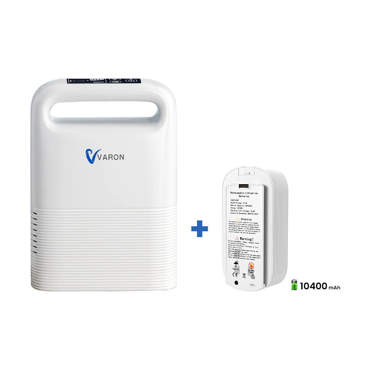 VARON Portable Oxygen Concentrator VP-2 | 24-hour continuous use, long battery life, lightweight and travel-friendly, CE approved 